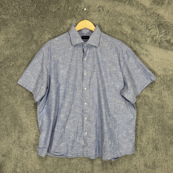 Proper Cloth Other - Proper Cloth Shirt Mens XL Blue Clouds 100% Cotton Short Sleeve Button Up